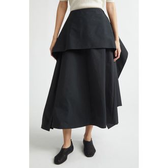 EENK Layered Cotton & Nylon Skirt in Black at Nordstrom, Size Medium