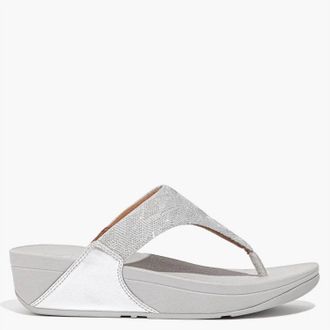 FitFlop Womens Lulu Glitz Toe Post Sandal In Silver