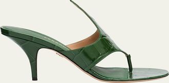 Ferragamo Lyrai Croco Thong Slide Sandals