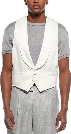 Brunello Cucinelli Off-White Shawl Collar Vest, Brand Size 50 (US Size 40)