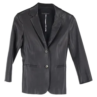 The Row Single-Breasted Jacket in Black Leather