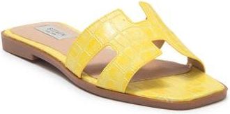 Steven New York Harlien Slide Sandal in Yellow Crocodile at Nordstrom Rack, Size 6.5