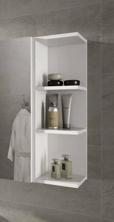 Dmora Dmora - Armario De Pared Dmilet, Mueble Columna Suspendido Para Ba&ntilde;o, Mueble Esquinero Con 3 Baldas Abiertas, 20x20h65 Cm, Blanco