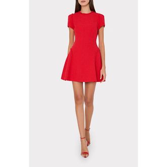 Milly Samara Boucl&eacute; Fit & Flare Minidress in Red at Nordstrom, Size 10