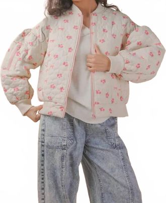Very J Blue Blossom Quilted Jacket In Pink