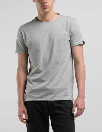 Replay T-Shirt REPLAY, Herren, Gr. XXL, grau (light grau melange), Jersey, Obermaterial: 100% Baumwolle, unifarben, regular fit, Rundhals, Shirts T-Shirt