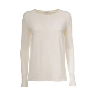 Le Tricot Perugia Comfortabele T-shirt met lange mouwen - Dames - Ronde hals truien - Beige - S - Truien & Vesten