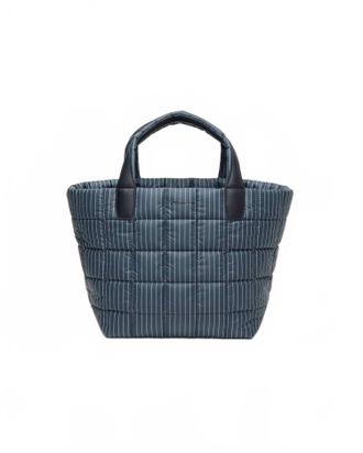 VeeCollective Womens Porter Tote Bag In Pinstripe Blue