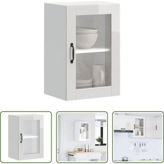 vidaXL vidaXL Armadio a parete - Pensile da Cucina con Porta in Vetro Porto Bianco Lucido