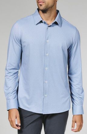 7 Diamonds Wilhelm Geo Print Wrinkle Resistant Performance Button-Up Shirt in Dusty Blue at Nordstrom, Size Xx-Large