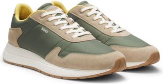 BOSS Lace-up sneakers in lightweight fabric with suede trims