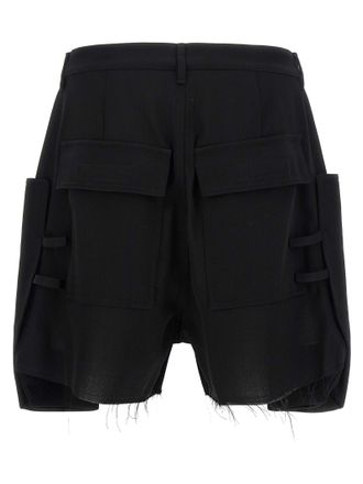 Rick Owens Mens Black Wool Bermuda Shorts