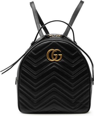 Gucci Pre-owned Womens Small Gg Marmont Matelasse Leather Backpack - Black - One Size