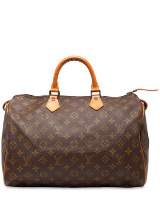 Louis Vuitton 1980-1990 Monogram Speedy 35 boston bag - women - Fabric/Leather - One Size - Brown