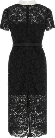 Self Portrait Floral Lace with Contrast Collar Dress - Black