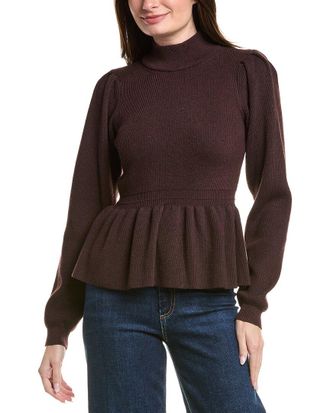English Factory Peplum Waist Wool-Blend Top