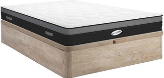 Vente-Unique Conjunto de canap&eacute; abatible de 160 x 200 cm natural claro + colch&oacute;n h&iacute;brido de muelles ensacados 7 zonas y memoria de forma de 25 cm - AMARANTE de NAT