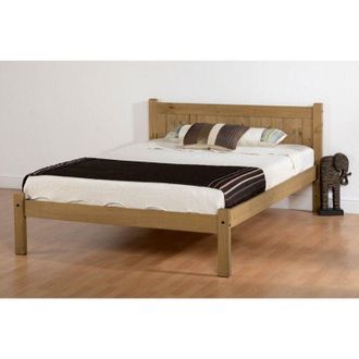 Seconique Seconique - Maya 4 Feet Bed Frame - L198 x W130 x H85 cm - Distressed Waxed Pine