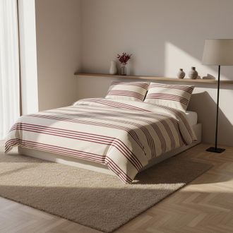 KASANOVA Parure copripiumino matrimoniale righe bordeaux