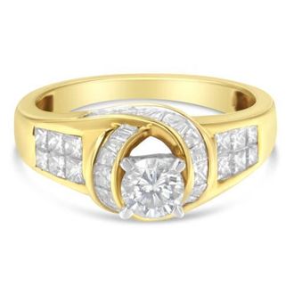 House of Brilliance 14K Gold 1 1/8Cttw Round Baguette and Princess Cut Diamond Ring in Yellow Gold at Nordstrom, Size 6.5