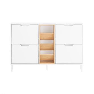 SoBuy Zapatero con 4 puertas y 3 compartimentos abiertos blanco