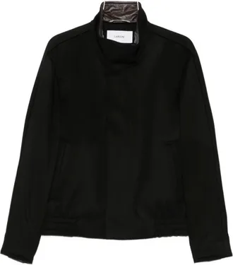 Lardini Jassen, Heren, Zwart, S, Leer, Bomberjack met hoge hals