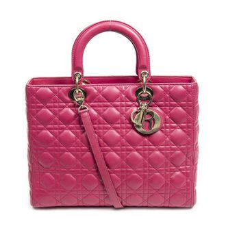Dior Pre-owned Womens Large Lady Zip Shoulder Bag - Pink - One Size
