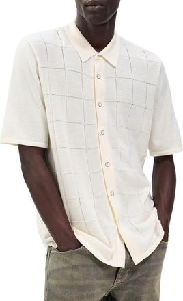 Rag & Bone Dalton Wool Blend Short Sleeve Knit Button-Up Shirt in Ivory at Nordstrom, Size Xx-Large
