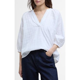 Barbour Heidi Windowpane Check Cotton Top in White at Nordstrom Rack, Size 8 Us / 12 Uk