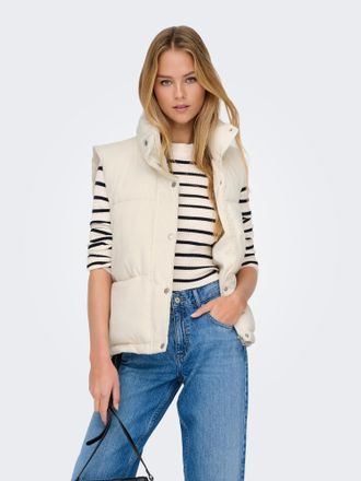 Only Steppweste ONLY ONLNEWDOLLY CORDUROY WAISTCOAT CS OTW, Damen, Gr. XL, birch, Cord, Obermaterial: 100% Polyester, unifarben, regular fit h&uuml;ftlang, West