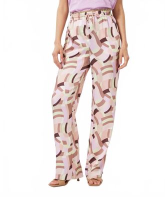 Esqualo Gemma Geometric Print Trousers In Brown, Peach, Lilac, Mint Green, Off-White