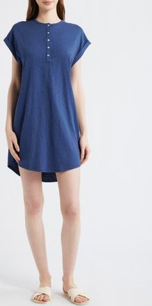 Bella Dahl Placket Cap Sleeve Dress in Midnight Surf at Nordstrom, Size X-Small