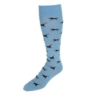 Trafalgar Store Go Fetch Dog with Frisbee Over The Calf Pima Cotton Novelty Dress Sock in Light Blue at Nordstrom