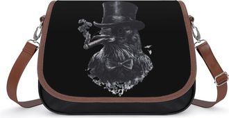 Generic Black Crow Top Hat Smoking Small Womens Crossbody Bags Shoulder Handbag with Adjustable Strap for Travel