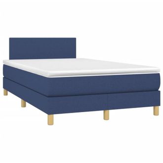 vidaXL Cama Box Spring Con Colch&oacute;n Y Luces Led Tela Azul 120x190 Cm Vidaxl