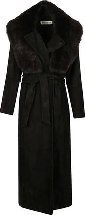 Nour Hammour Cappotto Briona con cintura - Nero