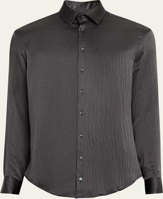 Giorgio Armani Mens Textured Silk Sport Shirt