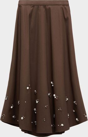 Dorothee Schumacher Poplin Power Embellished Circle-Cut Midi Skirt