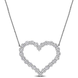 Mimi & Max Created Forever 4 4/5ct TW Lab-Grown Diamond Open Heart Necklace 14k White Gold