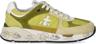Premiata Groen Witte Sneaker met Nylon Inzetstukken - Dames - Sneakers - Groen - 36 EU - Nylon - Schoenen