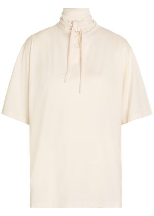 Christophe Lemaire Foulard-neck Cotton T-shirt - Cream - Xxs (UK4 / Xxs)