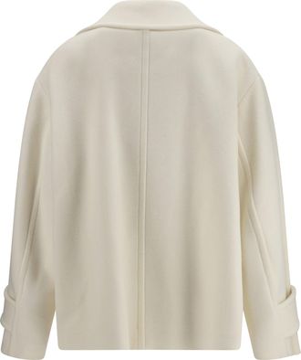 Chlo&eacute; Womens Oversize Short Coat Eden White Wool Ovis Aries; Polyamide
