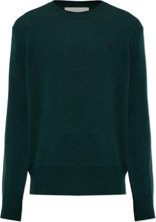 Ami Wool Sweater - Dames - Ronde hals truien - Groen - XL - Wol - Truien & Vesten