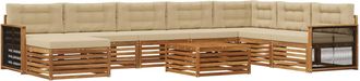 vidaXL Conjunto De Sof&aacute;s De Exterior 9 Uds. Natural Y Beige Vidaxl