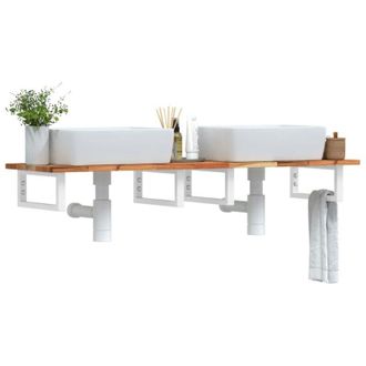 vidaXL Vidaxl - Estante De Lavabo De Pared Acero Y Madera Maciza De Acacia