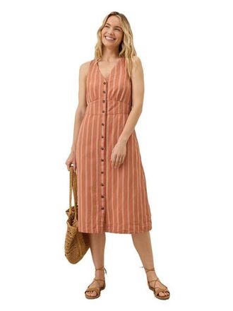 Pact Canopy Linen Blend Button-Front Dress Made with Organic Cotton in Hermosa Stripe at Nordstrom, Size X-Large