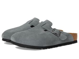 Birkenstock Boston Soft Footbed - Suede (Men) Mens Clog Shoes Basalt Gray : EU 44 (US Mens 11-11.5) Regular