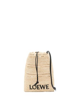 Loewe drawstring raffia cross body bag - women - Raffia/Viscose/CALFSKIN - One Size - Neutrals