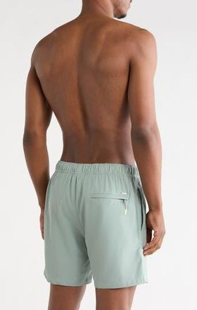 Vintage Summer Swimwear Solid 4 Way Stretch Lined Volley Swim Trunks in Sage at Nordstrom Rack, Size Xx-Large