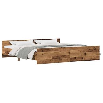 Berkfield Home Elegant Bed Frame Old Wood 200x200 cm Engineered Wood in Brown